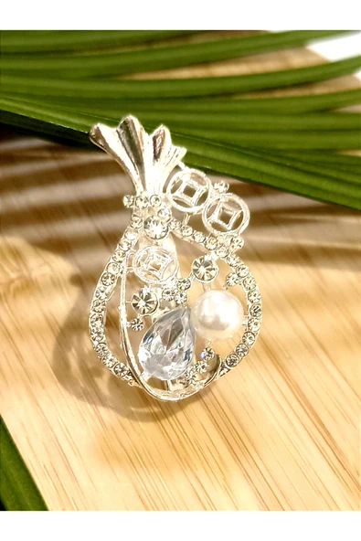 Monalisa Home Beyaz Taşlı  Figürlü Broş