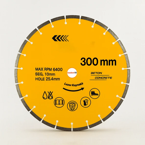 300 mm Lazer Kaynaklı Beton Kesme Testeresi Diski Beton Asfalt Tuğla Parke Fayans Elmas Kesim Disk ürün görseli