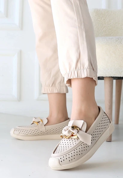 BİÇOMİ Riwan Bej Cilt Babet Ayakkabı ürün görseli