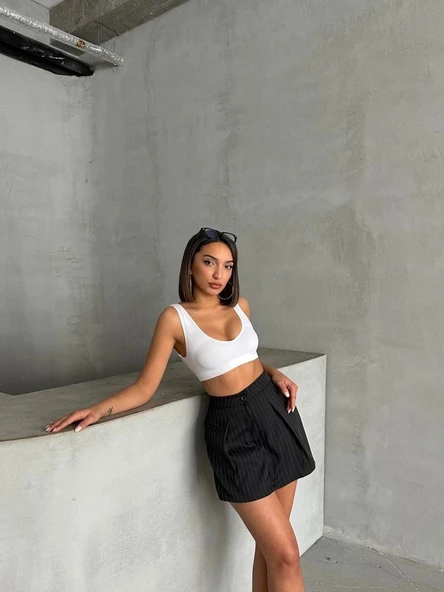 BİÇOMİ Çizgili şort etek - Resim 4