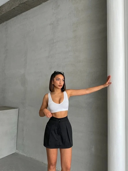 BİÇOMİ Çizgili şort etek - Resim 6