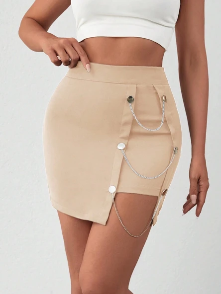 BİÇOMİ Zincirli mini etek s241008 - Resim 5