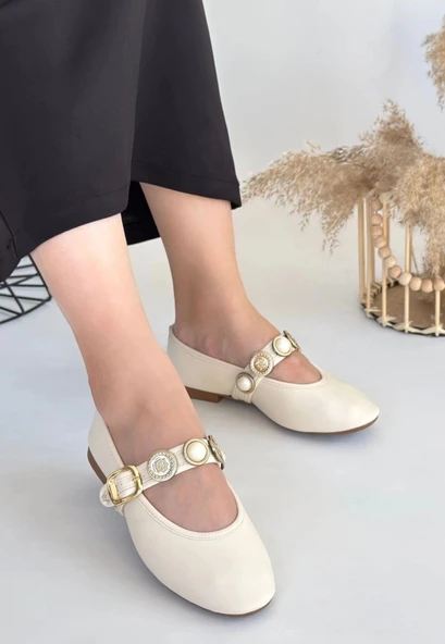 BİÇOMİ Atnis Bej Cilt Babet Ayakkabı ürün görseli