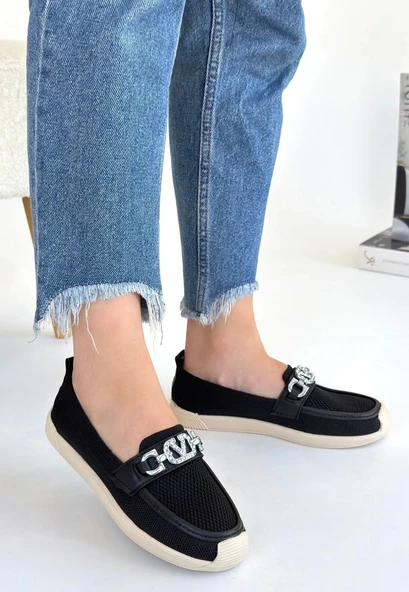 BİÇOMİ Wata Siyah Triko Babet Ayakkabı - Resim 2