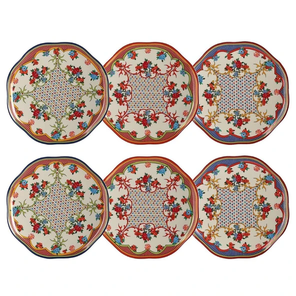 Lucky Art Fiora Bone 27cm 6 lı Tabak Seti ürün görseli