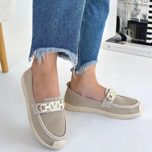 BİÇOMİ Wata Bej Triko Babet Ayakkabı - Resim 4