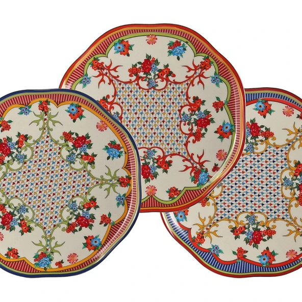 Lucky Art Fiora Bone 27cm 6 lı Tabak Seti - Resim 2