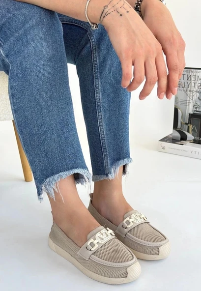 BİÇOMİ Wata Bej Triko Babet Ayakkabı - Resim 2