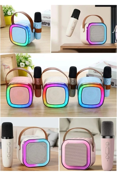 inteknoloji Bluetooth Karaoke Hoparlör Seti Mikrofonlu, RGB LED Işıklı, Yüksek Ses, TaşınabilirMüzik Bombası - Resim 6