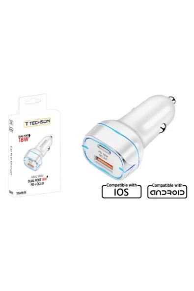 inteknoloji Techson Tca18-03 18w Pd - Qc 3.0 Usb Hızlı Fast Araç Çakmaklık Şarjı - 1