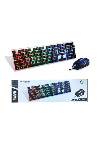inteknoloji Usb Kablolu Işıklı Klavye Mouse Set Muhteşem - 2