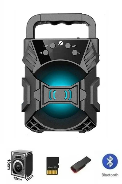 inteknoloji Işıklı Mini Bluetooth Hoparlör Yüksek Ses Bombası Usb--sd Kart Özekllikli - Resim 3