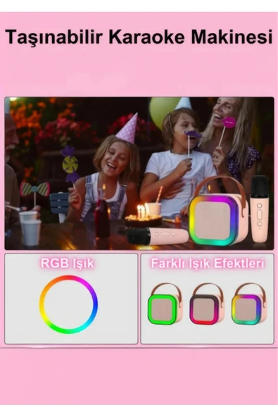 inteknoloji Bluetooth Karaoke Hoparlör Seti Mikrofonlu, RGB LED Işıklı, Yüksek Ses, TaşınabilirMüzik Bombası - Resim 3