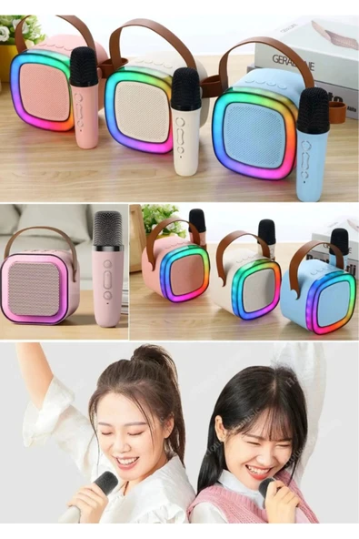 inteknoloji Bluetooth Karaoke Hoparlör Seti Mikrofonlu, RGB LED Işıklı, Yüksek Ses, TaşınabilirMüzik Bombası - Resim 7