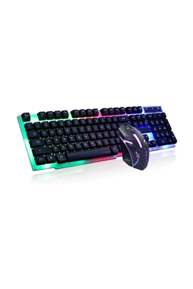 inteknoloji Usb Kablolu Işıklı Klavye Mouse Set Muhteşem - 1