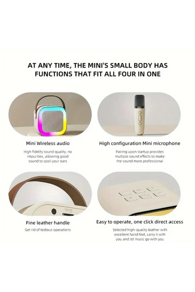 Choice Bluetooth K12 Karaoke Makinesi Taşınabilir 5.3 PA Hoparlör Sistemi 1-2 Kablosuz Mikrofonlu Ev F... - Resim 6