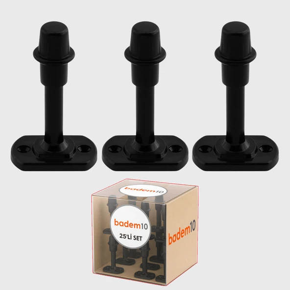 Siyah 25 ADET Plastik Kapı Pencere Arkası Parlak Tampon Vidalı Duvar Boya Koruyucu Silikon Stoper - Resim 5