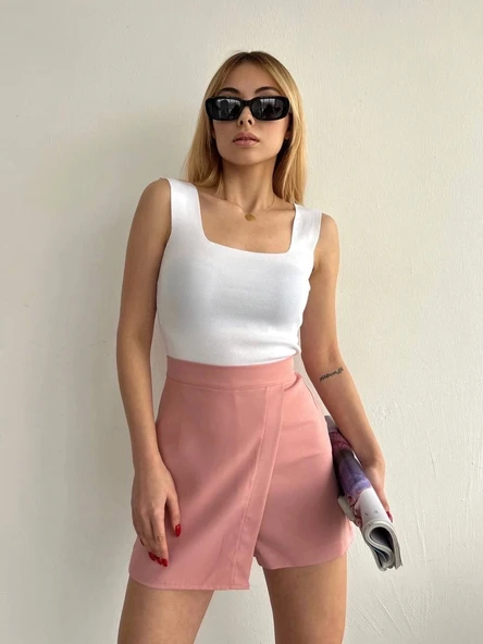 BİÇOMİ Kapaklı şort etek pudra s208 - Resim 3