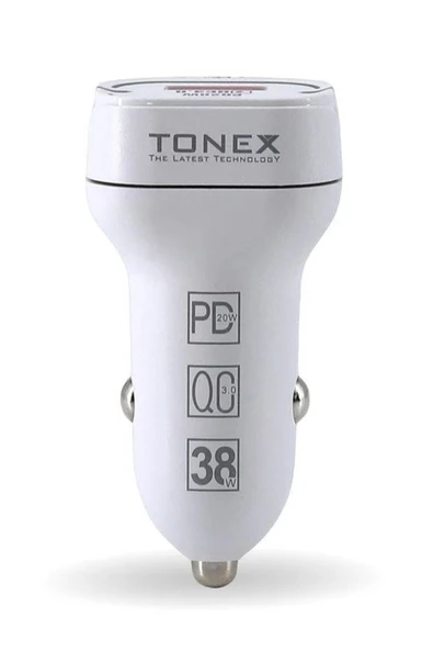 tonex TA-38W 2 Girişli Type-C To Type-C Kablolu Araç Şarjı Işıklı - - Resim 4