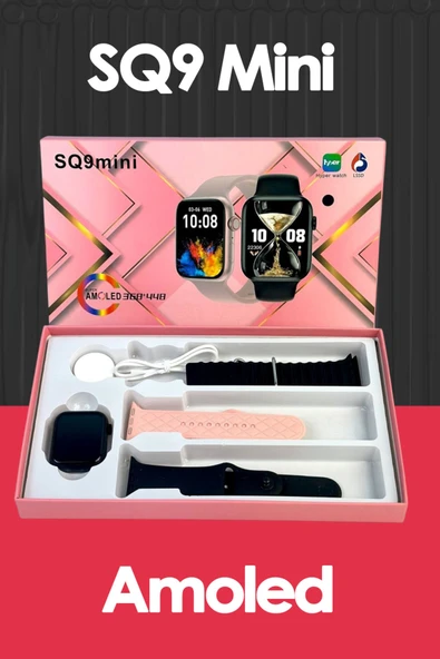 inteknoloji SQ9 Mini Akıllı Saat 3 Kordonlu Kablosuz Şarjlı Modern 41mm Smartwatch - 1