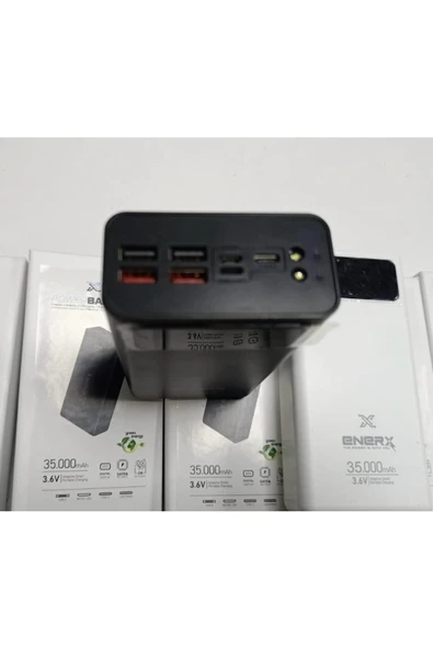 ENERX 35.000 Mah 3.6V 4 USB Girişli Digital ekranlı Fener Işıklı Powerbank - 5