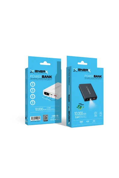 ENERX Powerbank 10000 Mah 2.1 Amper Dijital Göstergeli Enr-p10188dc Beyaz - Resim 3