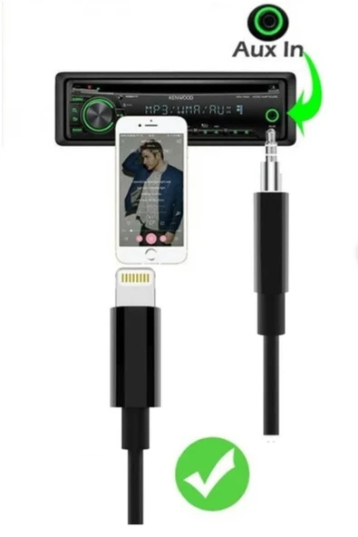 AyazTech Iphone Aux Uyumlu Dönüştürücü 3.5mm Siyah Çevirici Kablo - Resim 5