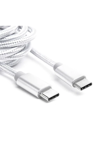 ORJİNALL İphone 15 Pro Max Uyumlu Type-c To Type C Örgü Hasır Hızlı Şarj Kablosu 1m Kutusuz - Resim 2