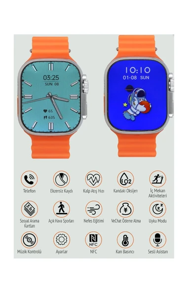 tonex Çift Kordonlu Amoled Watch Akıllı Saat Kordon Kilit XW1 ULTRA - Resim 3