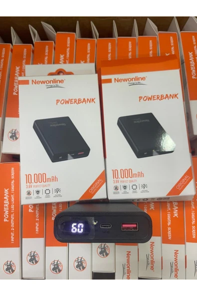 inteknoloji Powerbank 10000 Mah 3.6 Amper Dijital Göstergeli Type C Fener Işıklı - 4