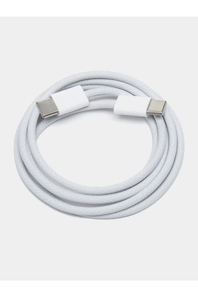 ORJİNALL İphone 15 Pro Max Uyumlu Type-c To Type C Örgü Hasır Hızlı Şarj Kablosu 1m Kutusuz ürün görseli 1