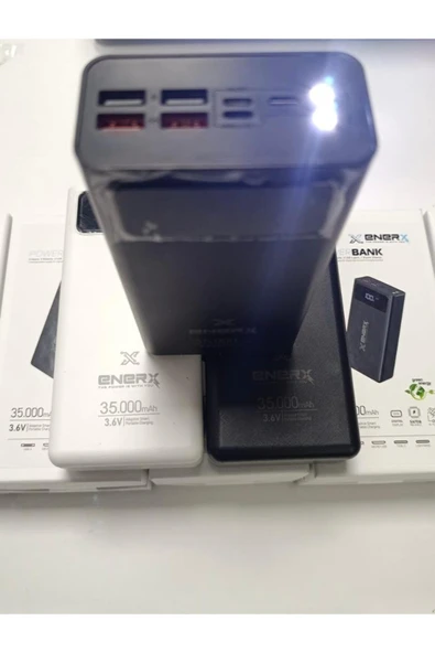 ENERX 35.000 Mah 3.6V 4 USB Girişli Digital ekranlı Fener Işıklı Powerbank - 6