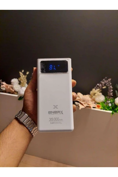ENERX 35.000 Mah 3.6V 4 USB Girişli Digital ekranlı Fener Işıklı Powerbank - 1