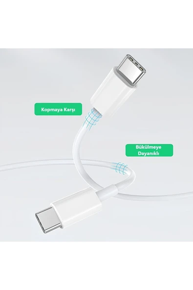 inteknoloji Iphone 1 Metre Type C Hızlı Şarj Aleti Kablosu  Iphone 15 - 15pro - 15 Pro Max Huawei Xiaomi uyumlu - Resim 2