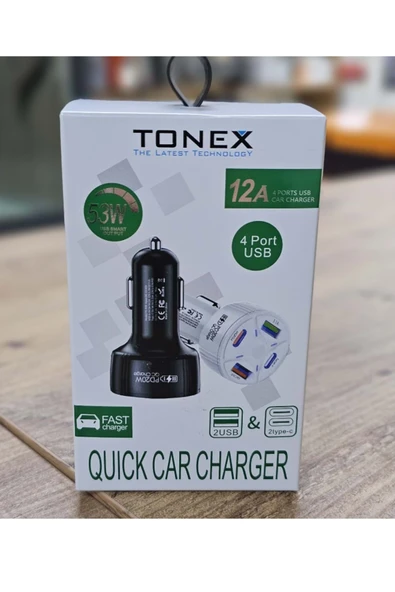 tonex Oto Çakmaklık 4A 53W 2x Pd + 2x Usb-A Araç Içi Şarj Adaptörü - 1