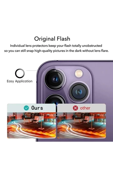 ERMER iphone 11 Uyumlu Kamera Lensi Koruma Camı Safir Metal Çerçeveli HD Gökkuşağı Koruma Lensi - 5