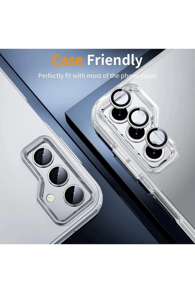 MustCase Samsung Galaxy S23 / S23 FE / S23 Plus Uyumlu Parlak Gümüş Kamera Lens Koruyucu Cam - 4