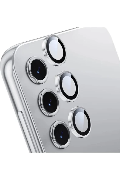 MustCase Samsung Galaxy S23 / S23 FE / S23 Plus Uyumlu Parlak Gümüş Kamera Lens Koruyucu Cam - 1