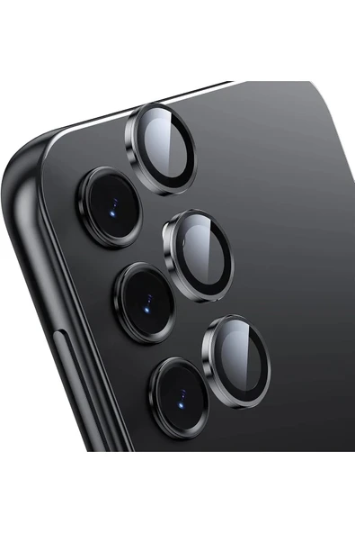 MustCase Samsung Galaxy S23 / S23 FE / S23 Plus Uyumlu Parlak Siyah Kamera Lens Koruyucu Cam - 1