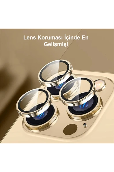kalimera iPhone 13 Pro / 13 Pro Max  ile Uyumlu Premium Ultra Darbe Önleyici Safir Kamera Lens Koruyucu - 5