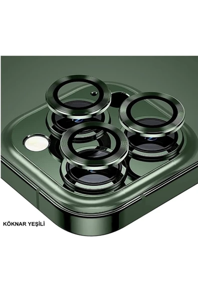 Solid Iphone 13 Pro İphone 13 Pro Max Uyumlu Kamera Lens Koruyucu Metal Çerçeveli Tam Koruma Temperli Cam - 1
