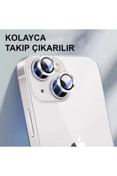 kalimera iPhone 14-14 Plus ile Uyumlu Premium Ultra Darbe Önleyici Safir Kamera Lens Koruyucu - 6