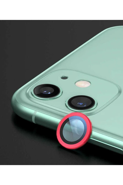 AİNİ iPhone 11 Uyumlu AİNİ CL-07 Kamera Lens Koruyucu-Kırmızı - 1
