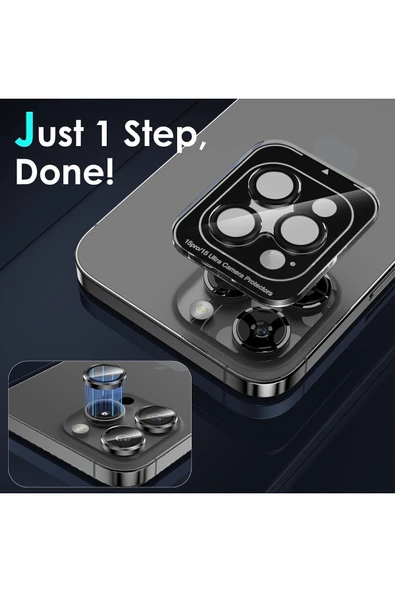 inteknoloji iPhone 15 Pro Max / 15 Pro Uyumlu Safir Kamera Koruyucu Gerçek Cam Metal Kamera Lens Koruyucu - 2