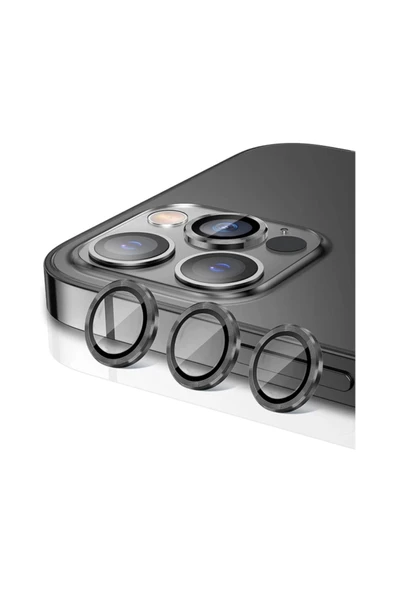 ucuzmi Iphone 13 Pro Max Uyumlu Kamera Lens Koruyucu Çelik Halka Hd 9d Kırılmaz Cam - 3