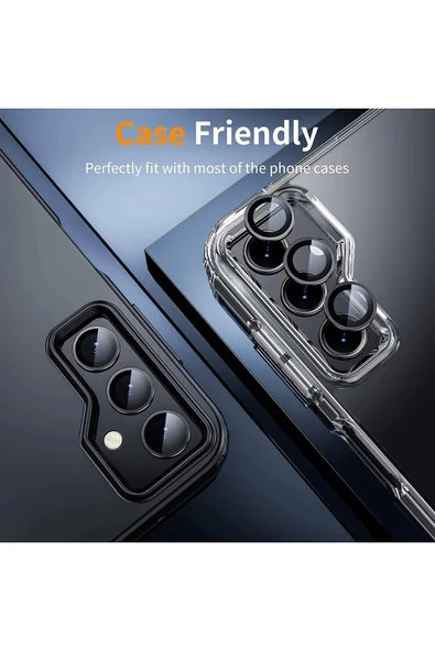 MustCase Samsung Galaxy S23 / S23 FE / S23 Plus Uyumlu Parlak Siyah Kamera Lens Koruyucu Cam - 4
