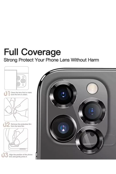 ucuzmi Iphone 13 Pro Max Uyumlu Kamera Lens Koruyucu Çelik Halka Hd 9d Kırılmaz Cam - 2