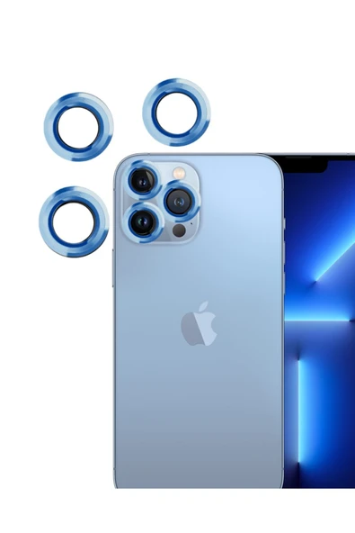 ucuzmi Iphone 13 Pro Max Uyumlu Kamera Lens Koruyucu Çelik Halka Hd 9d Kırılmaz Cam - 1