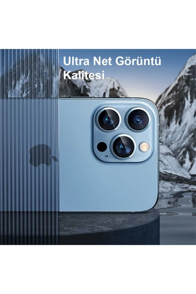 kalimera iPhone 13 Pro / 13 Pro Max ile Uyumlu Premium Ultra Darbe Önleyici Kamera Lens Koruyucu - 1