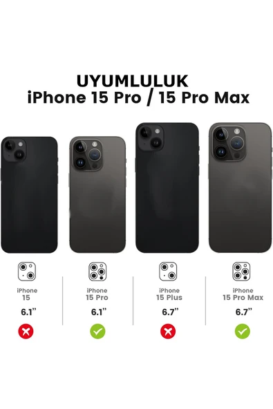 inteknoloji Iphone 15 Pro Max & 15 Pro Uyumlu Kamera Koruyucu Safir Metal Çerçeve 9h Cam Naturel  [3'lü Set] - 2